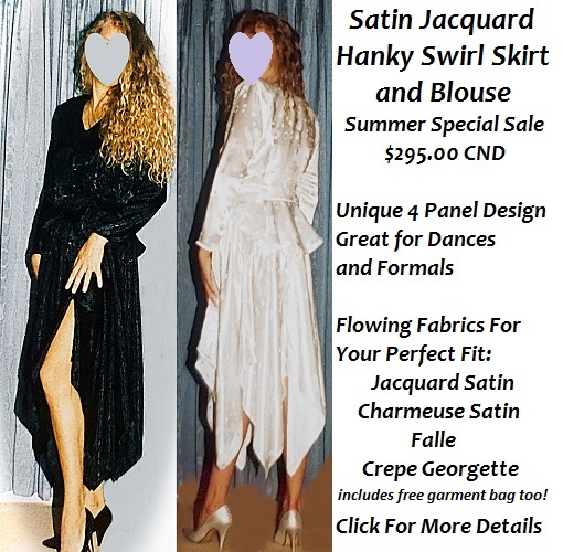 Hanky skirt and blouse black dress white dress satin jacquard chiffon